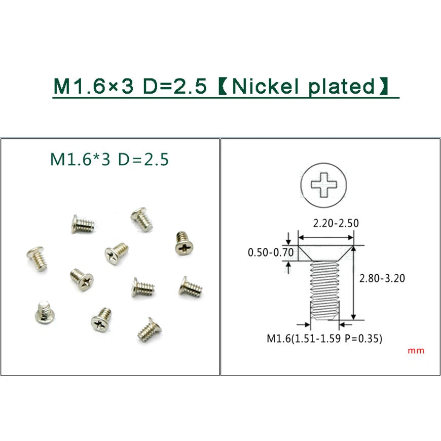 M1–M1.8 Phillips Countersunk Flat Head Machine Screws – Carbon Steel or 304 Stainless, Multiple Finishes