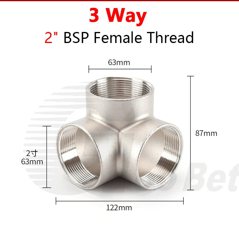 BSP Female Stainless Steel Pipe Fitting — 3/4/5-Way Adapter, 1/4" to 2"