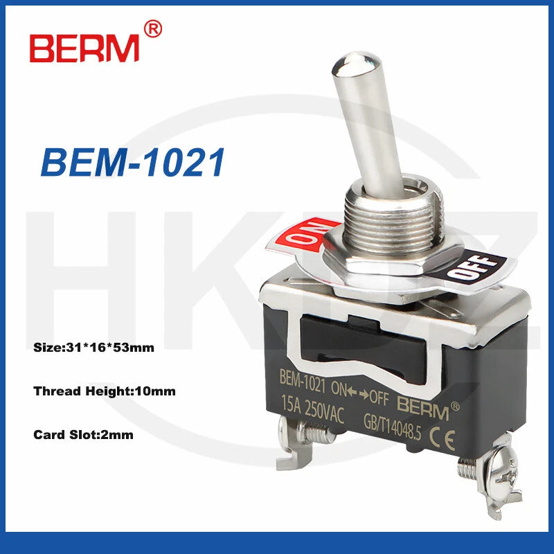 Metal Toggle Switch 250VAC 15A — SPST / SPDT / DPST / DPDT Panel Mount Flick Switch