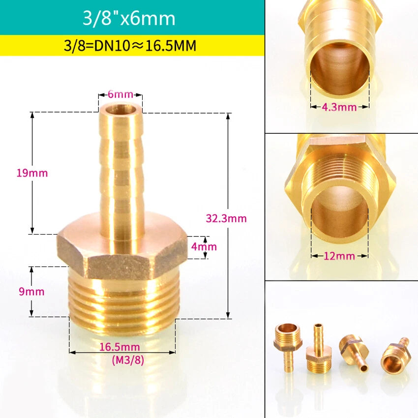 BSP Male & Female Thread Barb Hose Tail Connector — Air Fuel Water