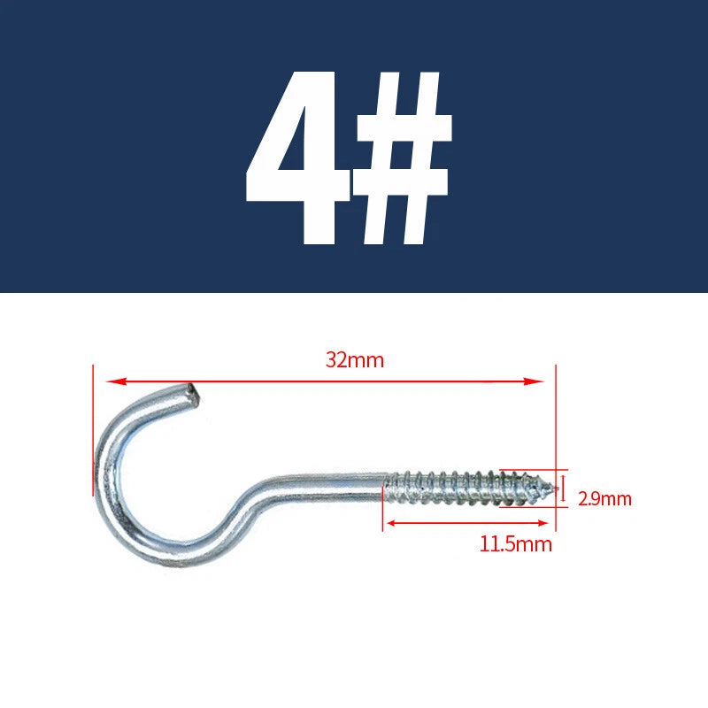 Zinc Screw Eyes & Hooks — Metric Wood Thread, 16–105mm, Hook & Eye with Optional Wall Plug