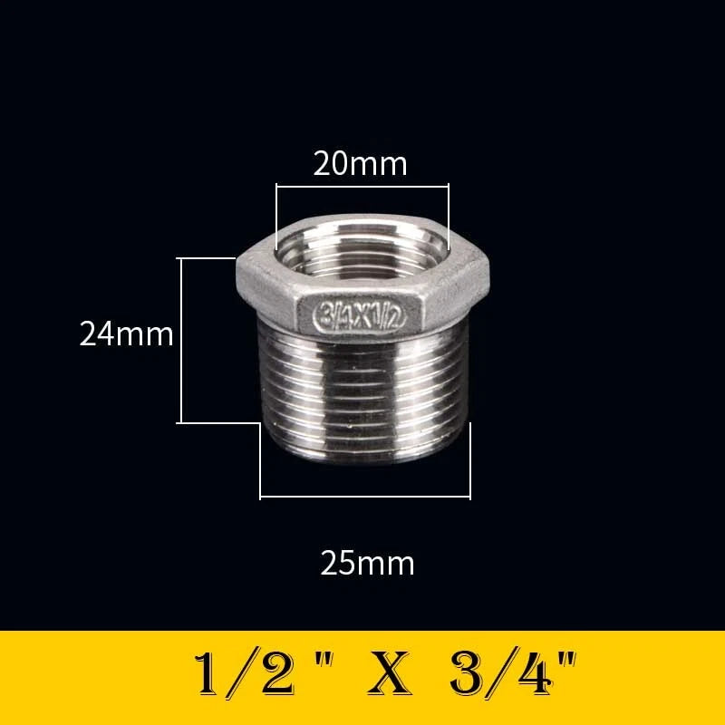 304 Stainless Steel Reducing Bush Adaptor | Male to Female NPT Pipe Fitting