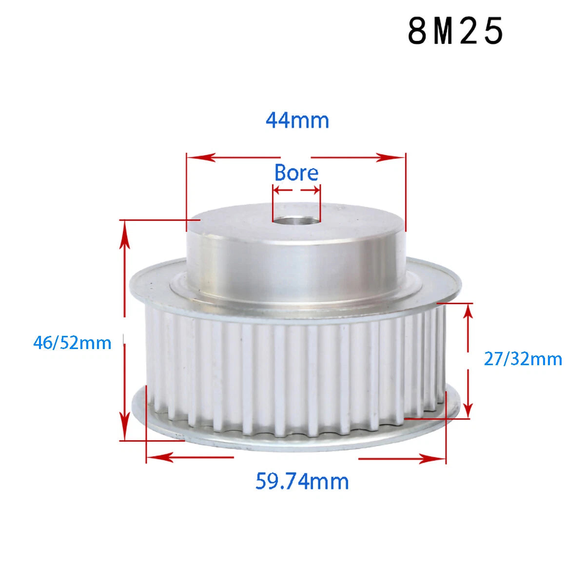 BF-type HTD8M 25mm-30mm Timing Belt Pulley 12 - 72 Tooth for CNC Step Motor