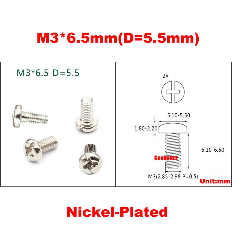 M3 Phillips Pan Head Machine Screws – 3mm to 43mm, Multiple Coatings (100–500 PCS)