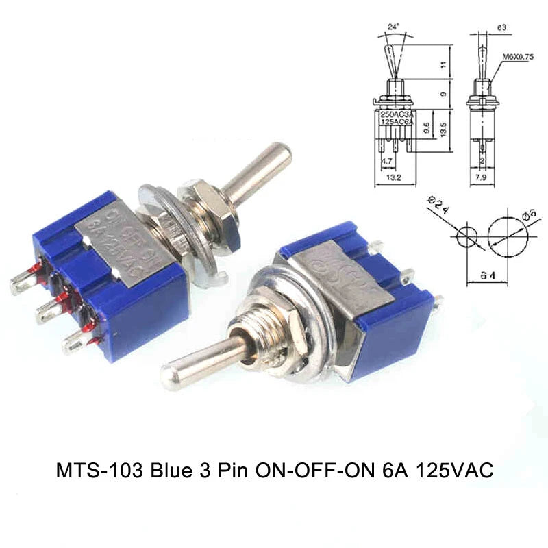Toggle Switch Heavy Duty ON-OFF ON-ON ON-OFF-ON – MTS E-TEN PS DS438 Series 125VAC 250VAC