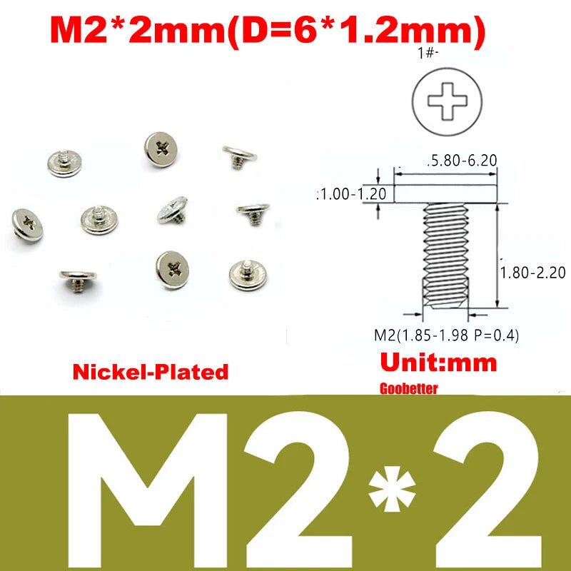 CM2/CM2.5/CM3/CM4 Ultra Thin Wafer Flat Head Phillips Screws – For Laptop & Computer Repair (M2–M4)