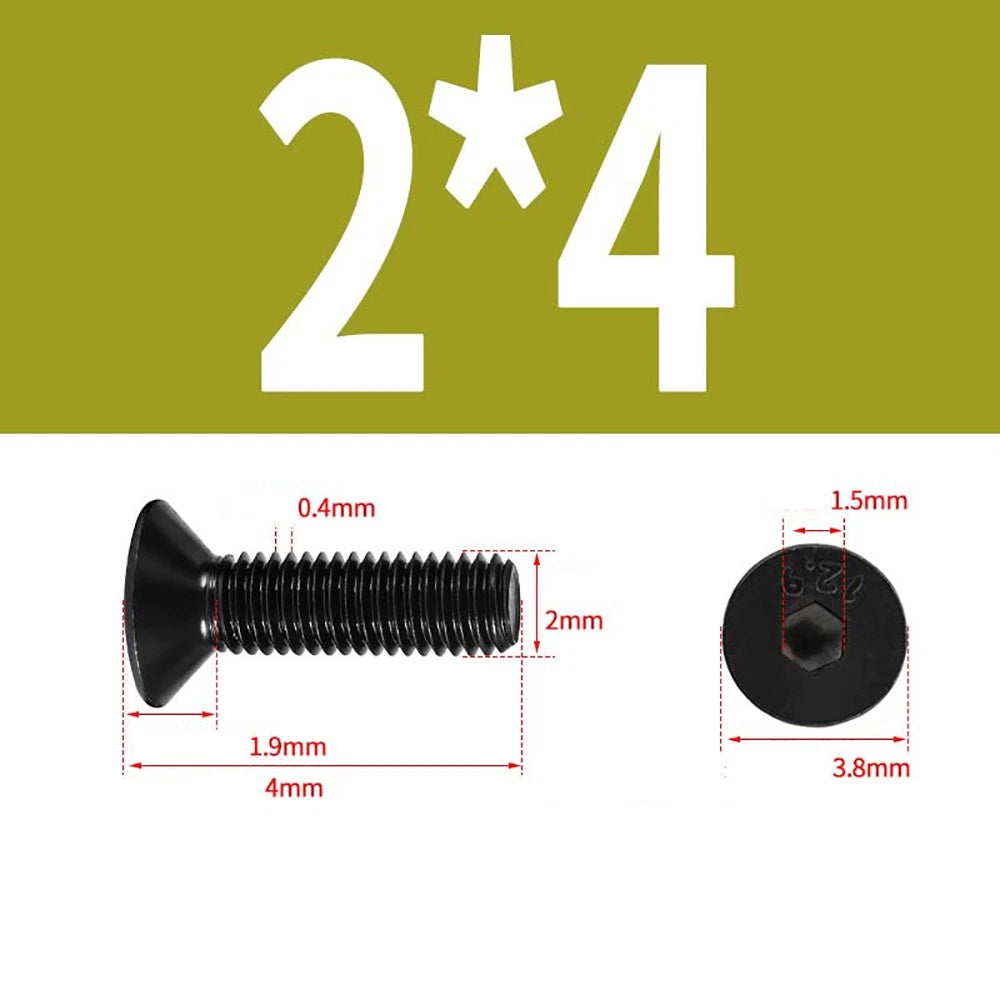 M1.6–M3 Countersunk Socket Head Screws – 12.9 Grade Carbon Steel, Flat Head, Fully Threaded (3–50mm Overall Length)