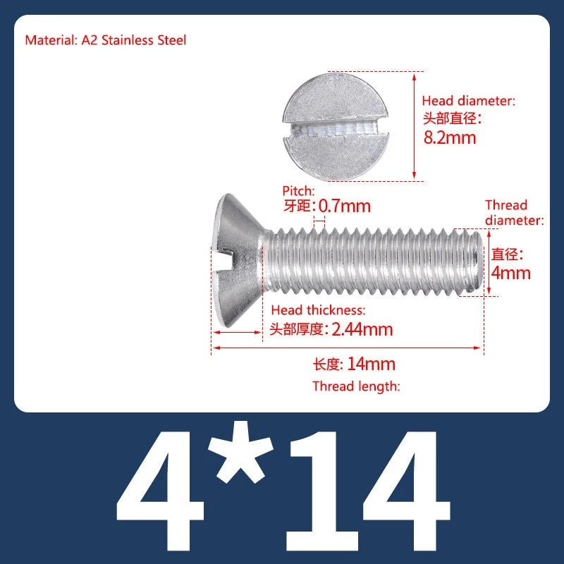 A2 Stainless Steel Slotted Countersunk Screws DIN 963 | M4 M5 M6 - HomeDIYer