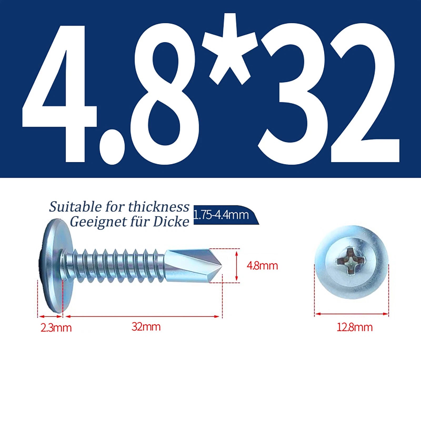 Self Drilling Wafer Head Screws – 304/410 Stainless & Galvanized Steel, M4.2 M4.8