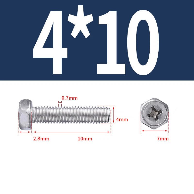 A2 Stainless Steel Hex Head Machine Screws – M3 M4 M5 M6 M8, Fully Threaded (304 Grade) - HomeDIYer