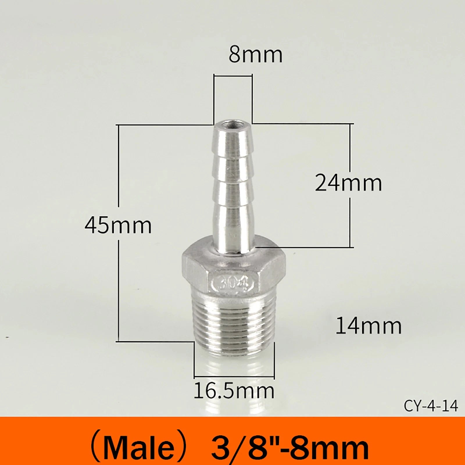 BSP Male Taper Thread x Hose Tail Adapter Fittings — Stainless Steel 304
