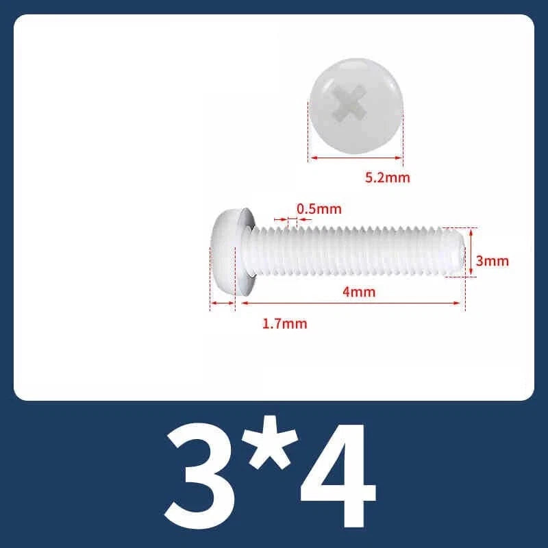 White Nylon Phillips Pan Head Machine Screws – M2 to M8, Non‑Conductive & Corrosion‑Free (PA66)