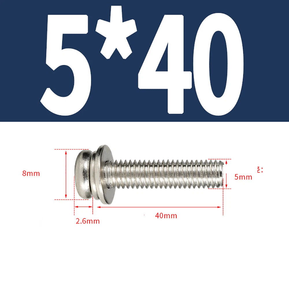 M5–M8 Phillips Pan Head Screws with Flat Washer – Nickel Plated or Black Zinc, Carbon Steel