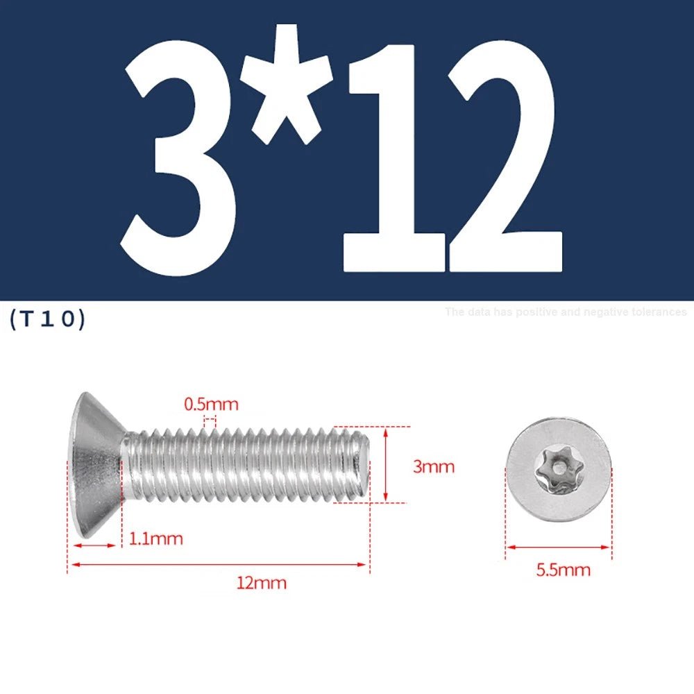 M3–M8 Pin Torx Countersunk Flat Head Machine Screws | A2 Stainless Steel - HomeDIYer