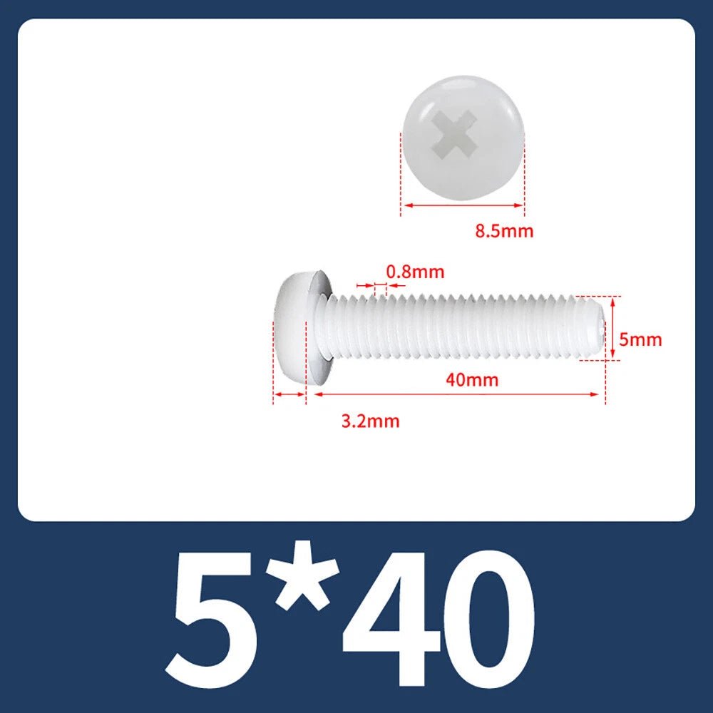M5 M6 M8 Nylon Phillips Pan Head Machine Screws – Black & White - HomeDIYer
