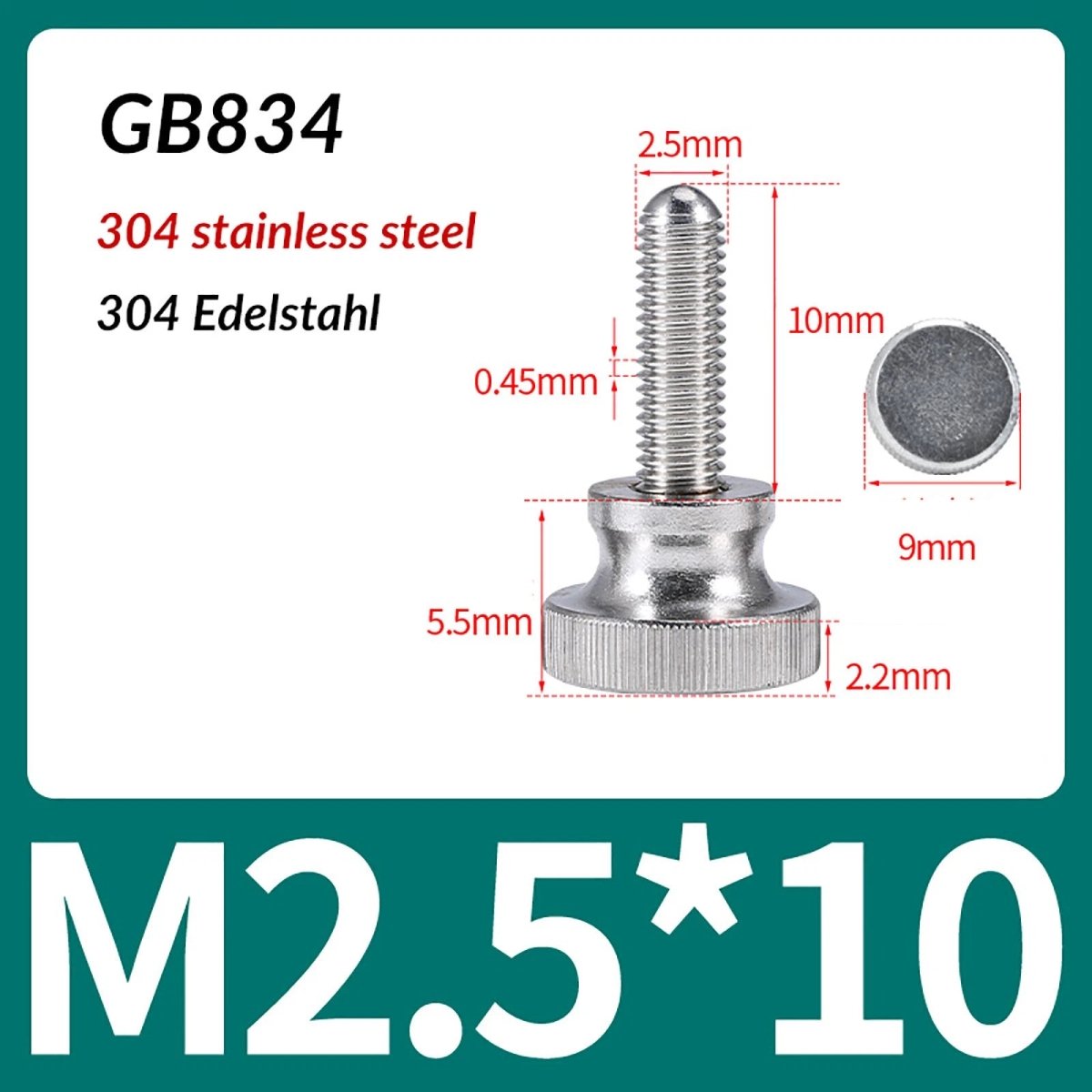 A2 Stainless Steel Knurled Thumb Screws – M2 to M10, Hand Turn Knob Bolts, 4 - 60mm Lengths - HomeDIYer