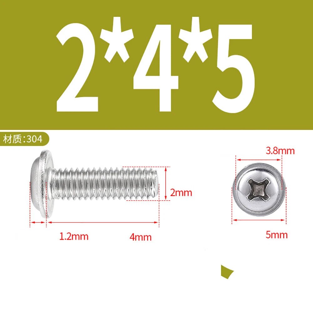 Phillips Flanged Button Head Screws M1.4–M6 | 304 Stainless Steel - HomeDIYer