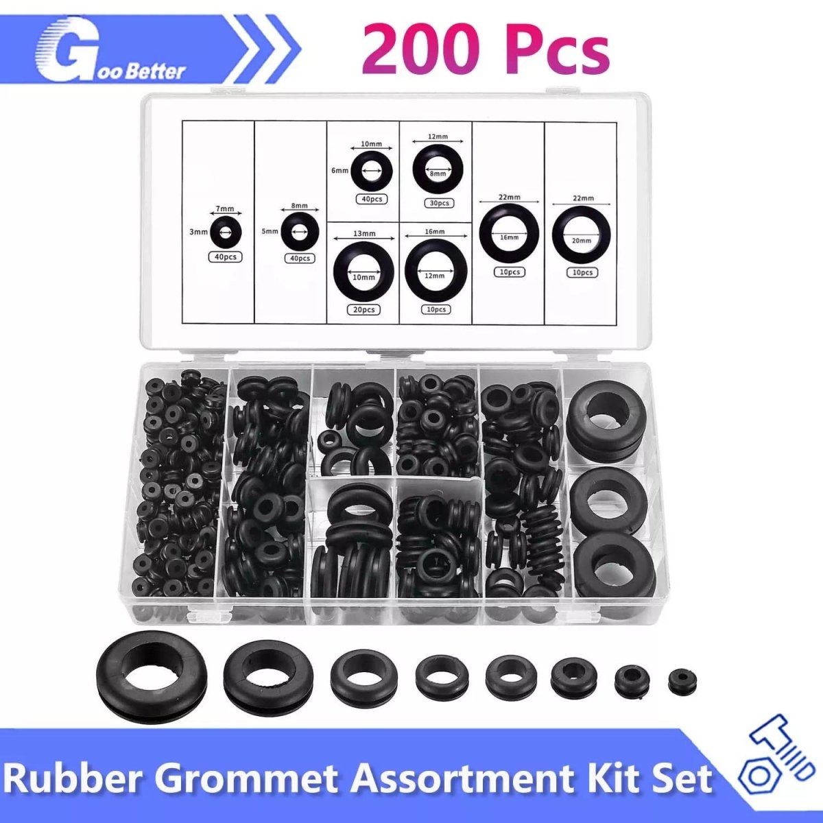 200 Pcs Rubber Grommet Assortment Kit Set Firewall Hole Electrical Wiring Gasket - HomeDIYer
