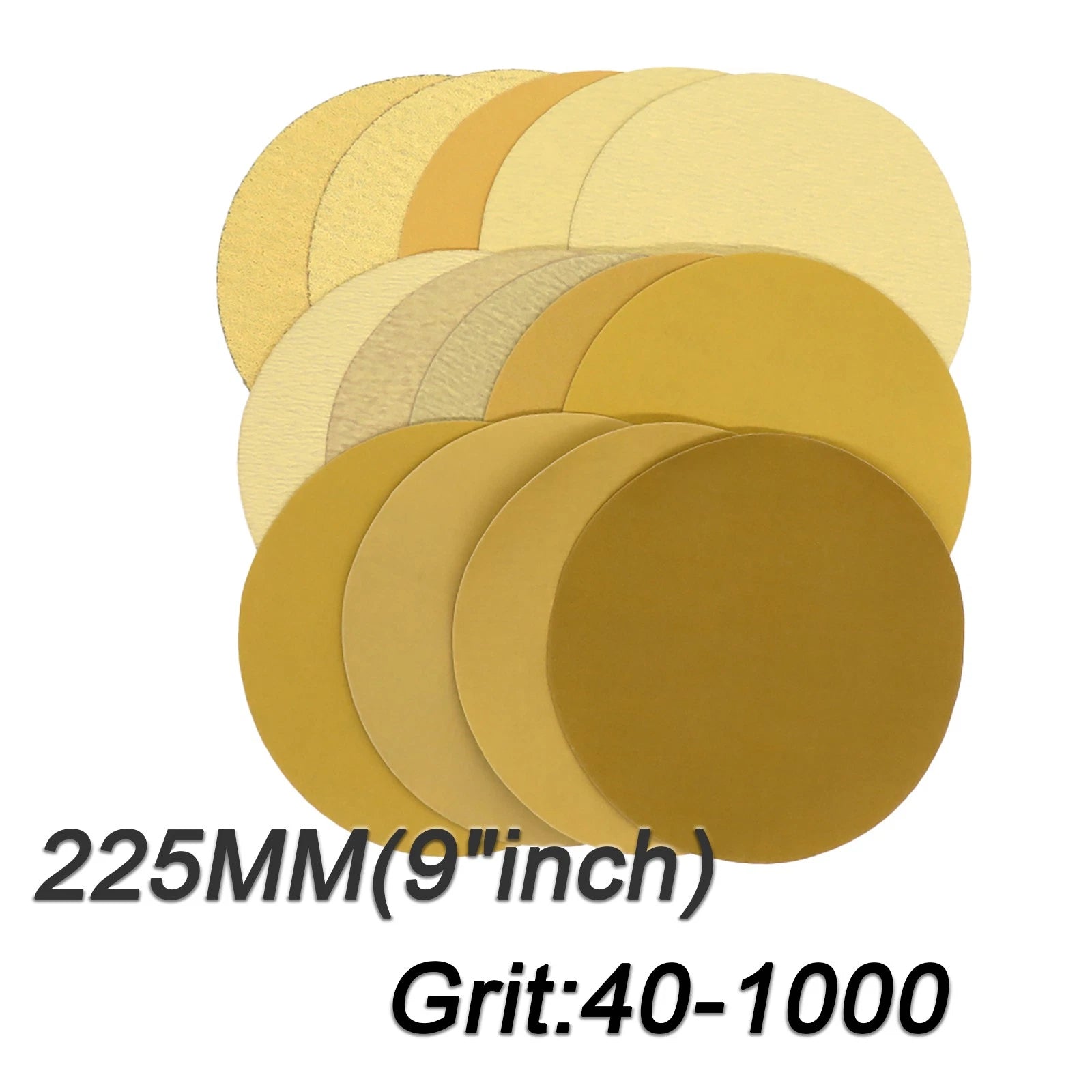 225mm 9" Dry Sanding Discs Grit 40 - Grit 1000 Sandpaper Pad Hook & Loop