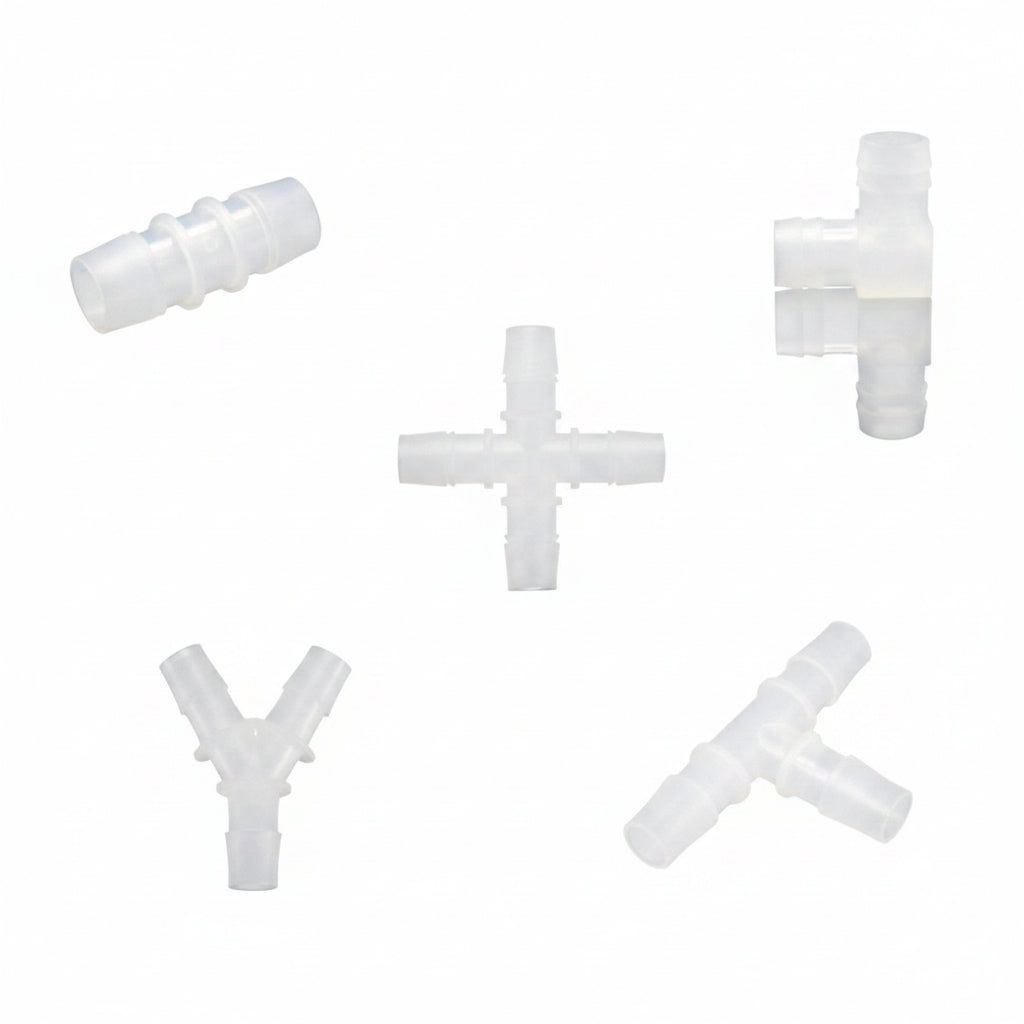 Food Grade Plastic Barbed Hose Connector — T, Y & L Type Tube Fittings