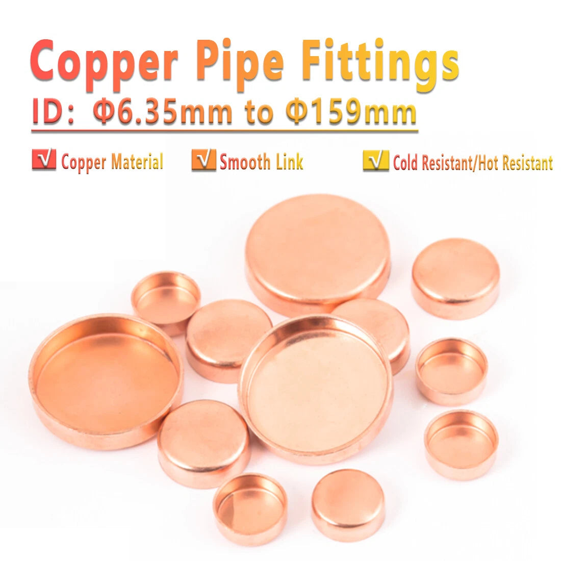 Copper End Feed Stop End Cap Fittings | Inside Dia 6.35mm–159mm