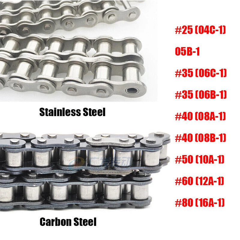 Simplex Roller Chains 04C, 05B, 06B, 06C, 08B, 10A, 12A, 16A Transmission Chain
