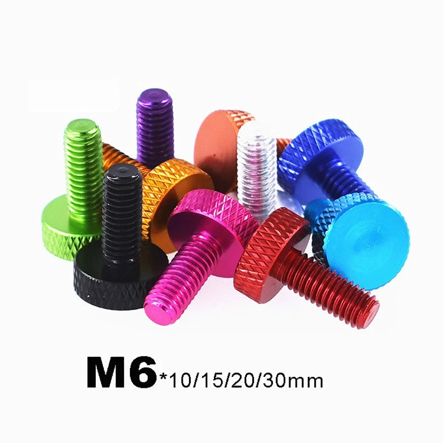 M6*10/15/20/30 Aluminum Bolts Knurled Flat Head Thumb Screws Anodized DIY Model
