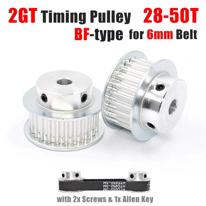 2GT Timing Pulley 28-50 Teeth 6mm Belt 4mm-15mm Bore Synchronous Wheel 3DPrinter