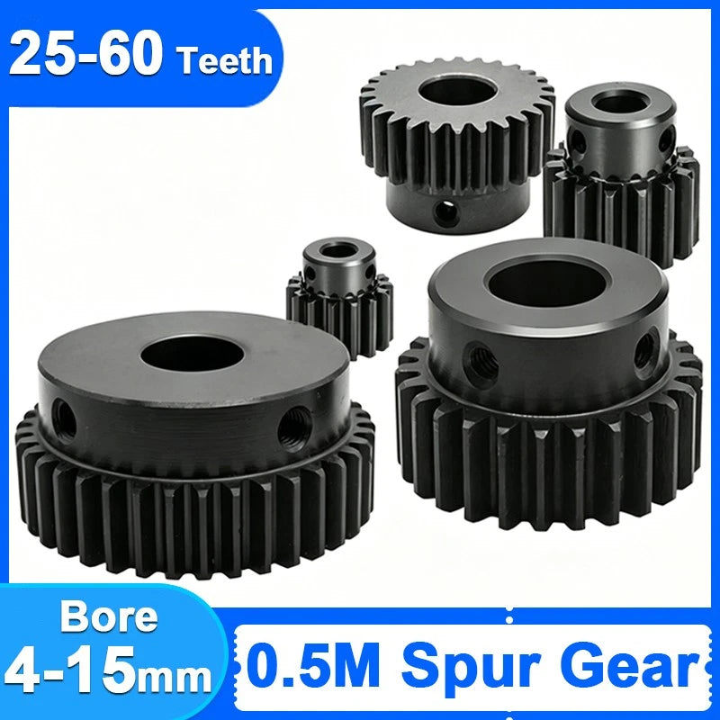 0.5 Module Spur Gear 25-60 Teeth 45# Steel 0.5M Pinion Drive Straight Gears