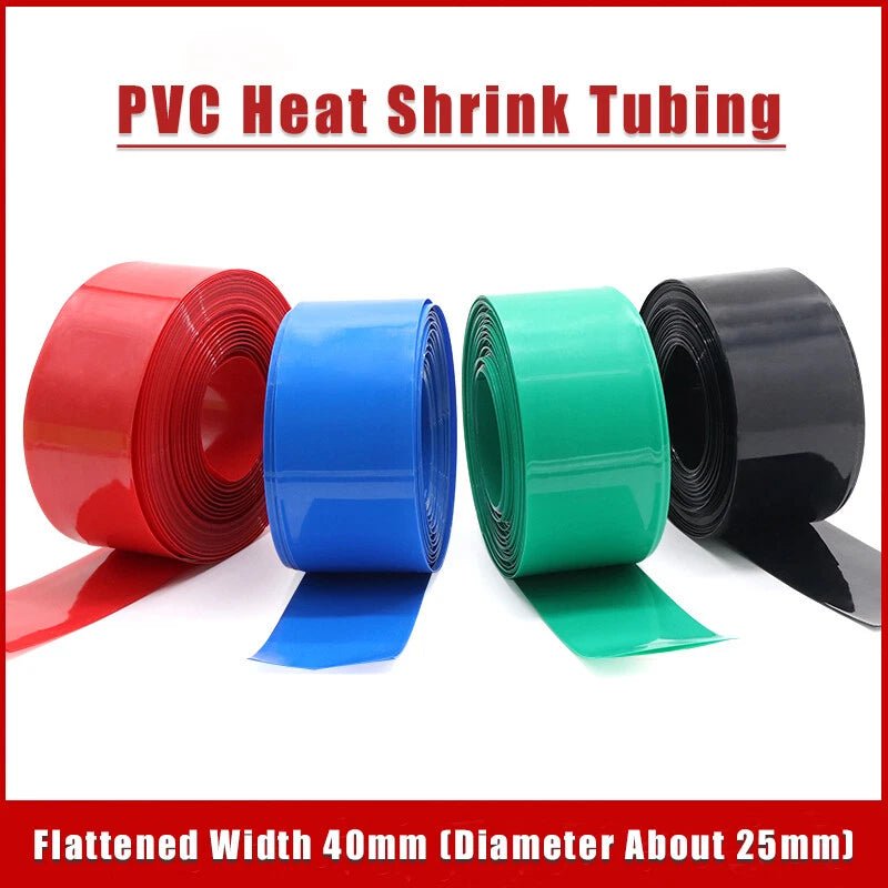 40mm PVC Heat Shrink Tubing for Battery Packs — Color - Coded Sleeve Wrap - HomeDIYer