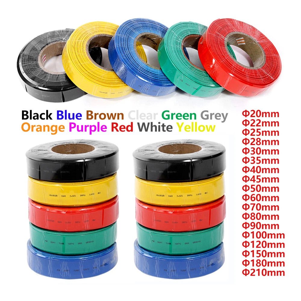 2:1 Heat Shrink Tubing – Φ20mm to Φ210mm, 11 Colors, 1m Length - HomeDIYer