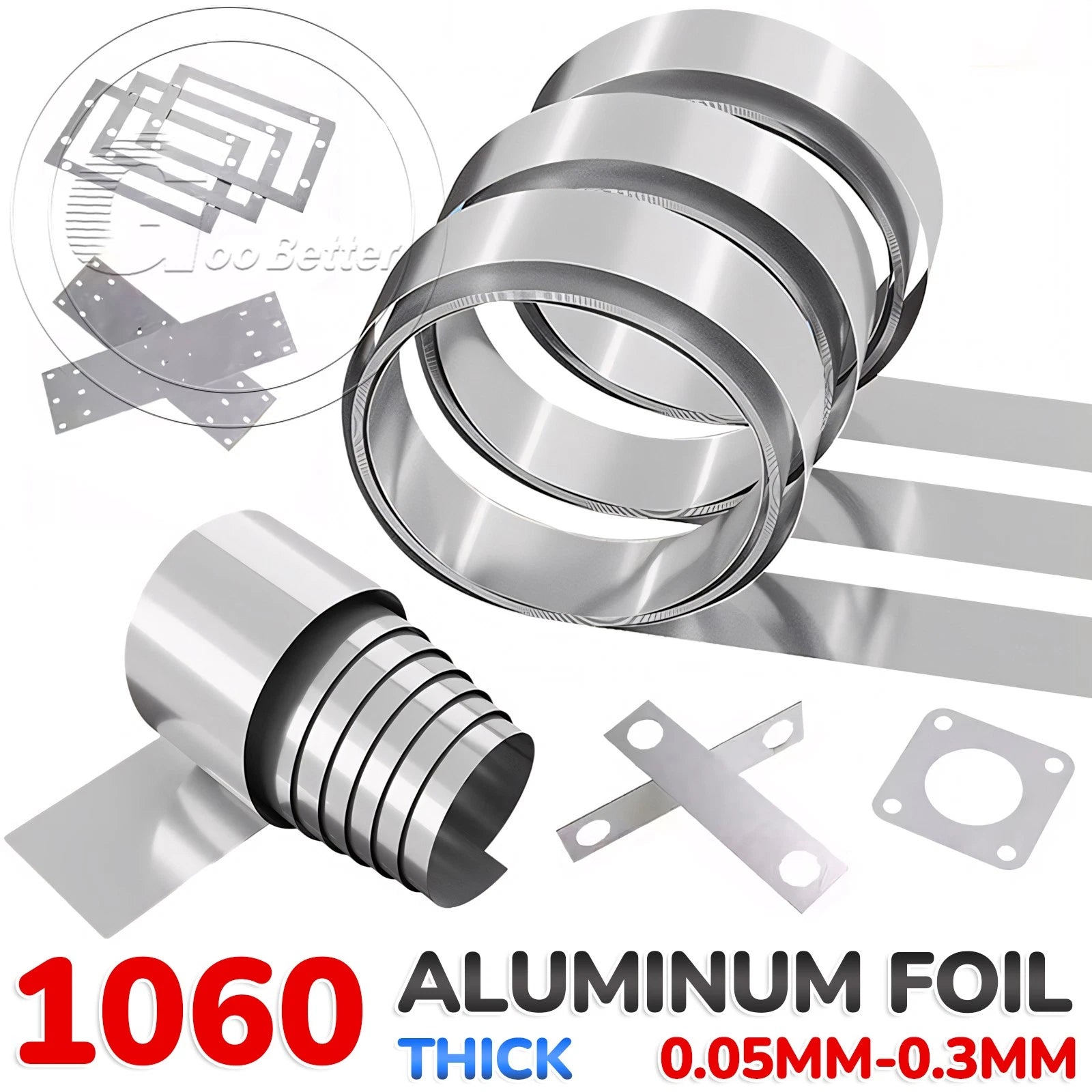 1060 Aluminum Foil Sheet Strip Metal Flat Plate Thick 0.05-0.3mm Multiple Sizes