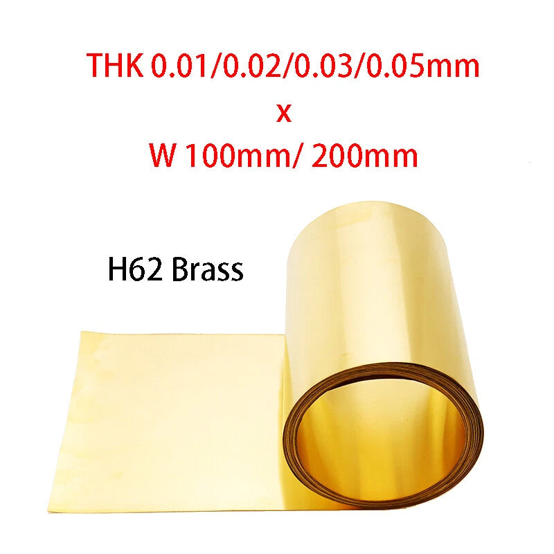 0.01-0.05mm Thick Brass Foil Band Copper Sheet Metal Fine Plate Strip 300mm Wide