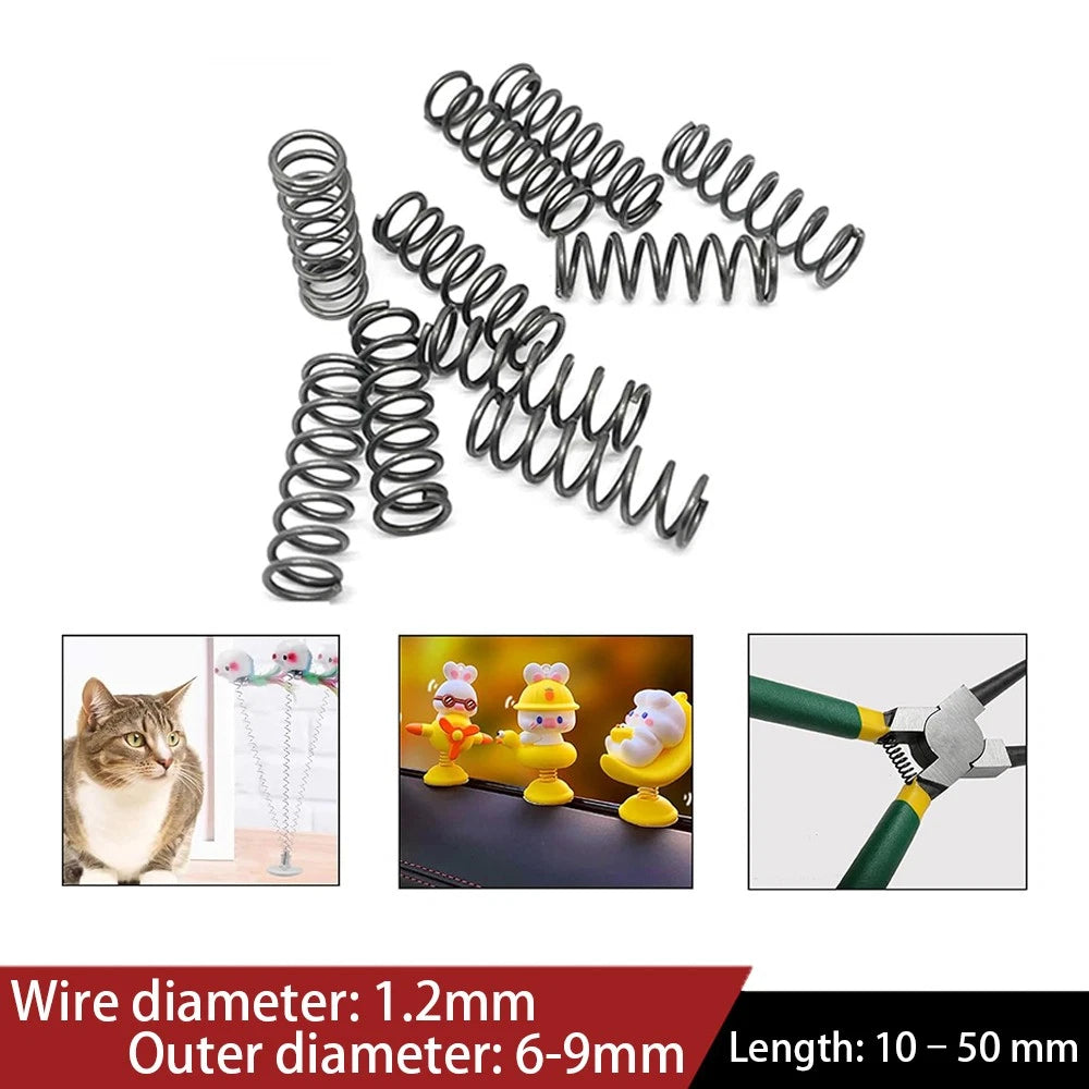 Black Compression Spring 1.2mm Wire Diameter 10-50mm Length Small Springs Steel
