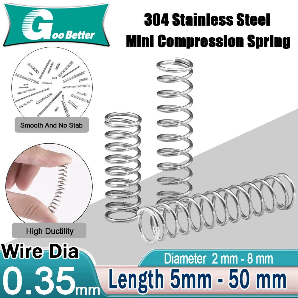Mini Compression Spring Wire Dia.0.35mm Length 5mm-50mm Stainless Steel Springs