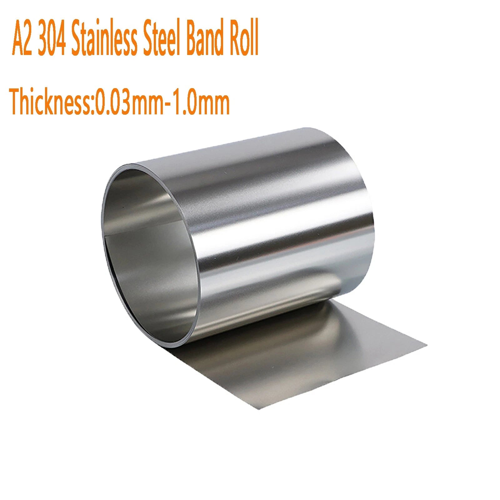 A2 304 Stainless Steel Flat Bar Metal Strip Sheet Foil Band Roll 0.03-1mm Thick
