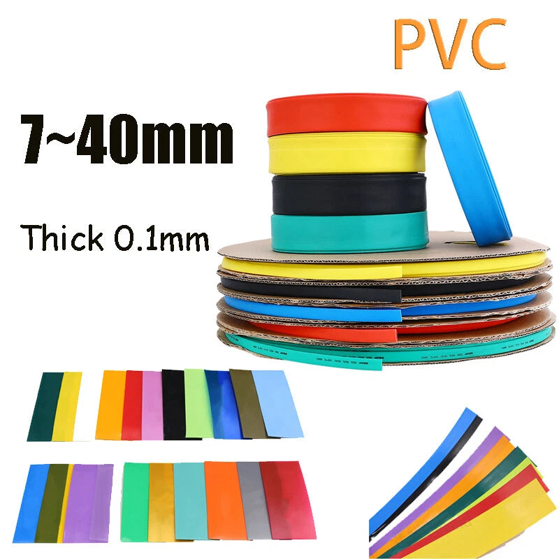 PVC Heat Shrink Tubing 7–40mm | Colorful Battery Pack Wrap, 1 Meter