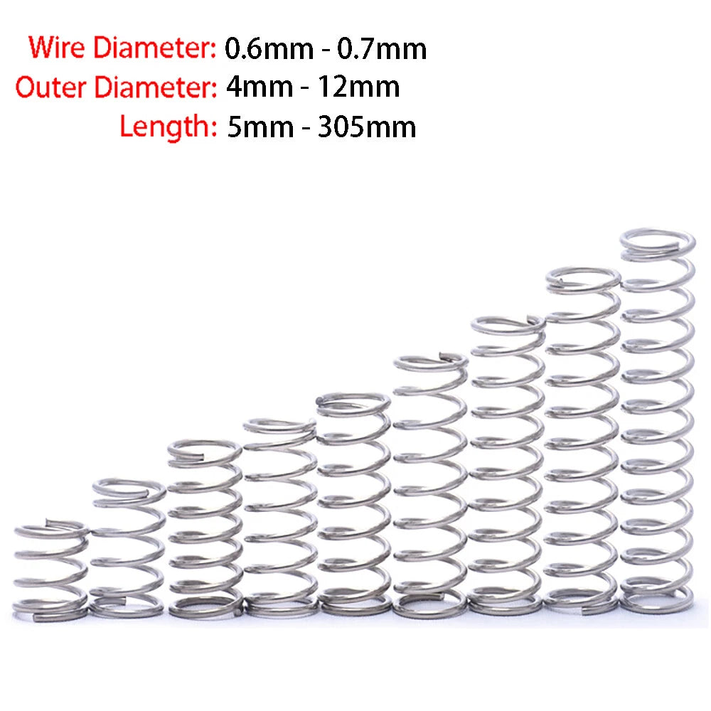 Compression Spring Various 0.6mm-0.7mm Diameter & 5-305mm Length Pressure Small