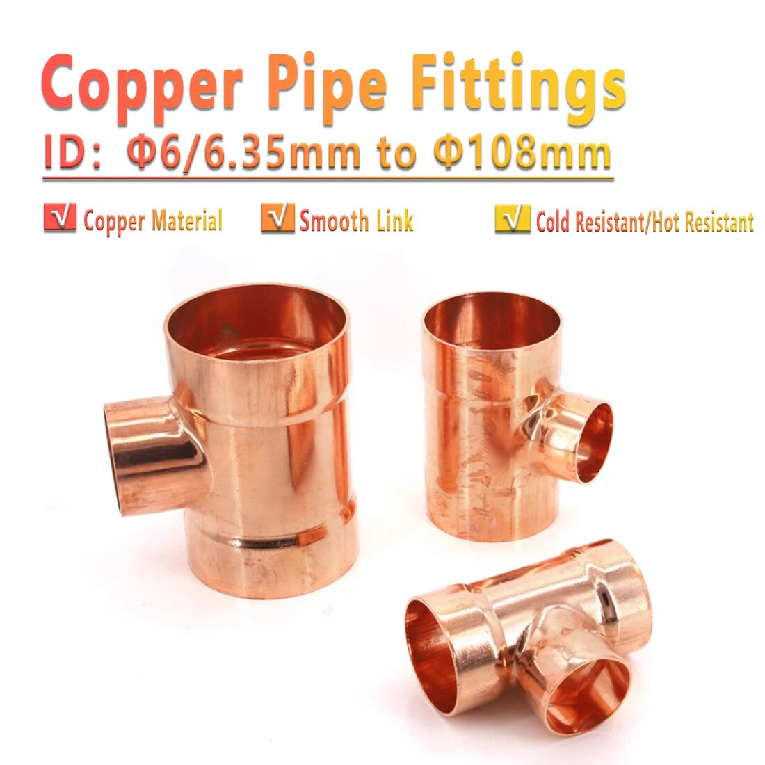 Copper End Feed Reducing Tee Fitting | 6.35mm–108mm | Welded Joint Plumbing