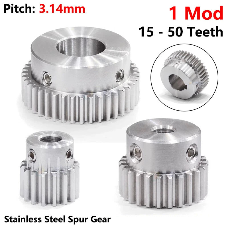 1 Mod Stainless Steel Spur Gear 15 - 50 Teeth Pinion Gear With Step Motor Gear