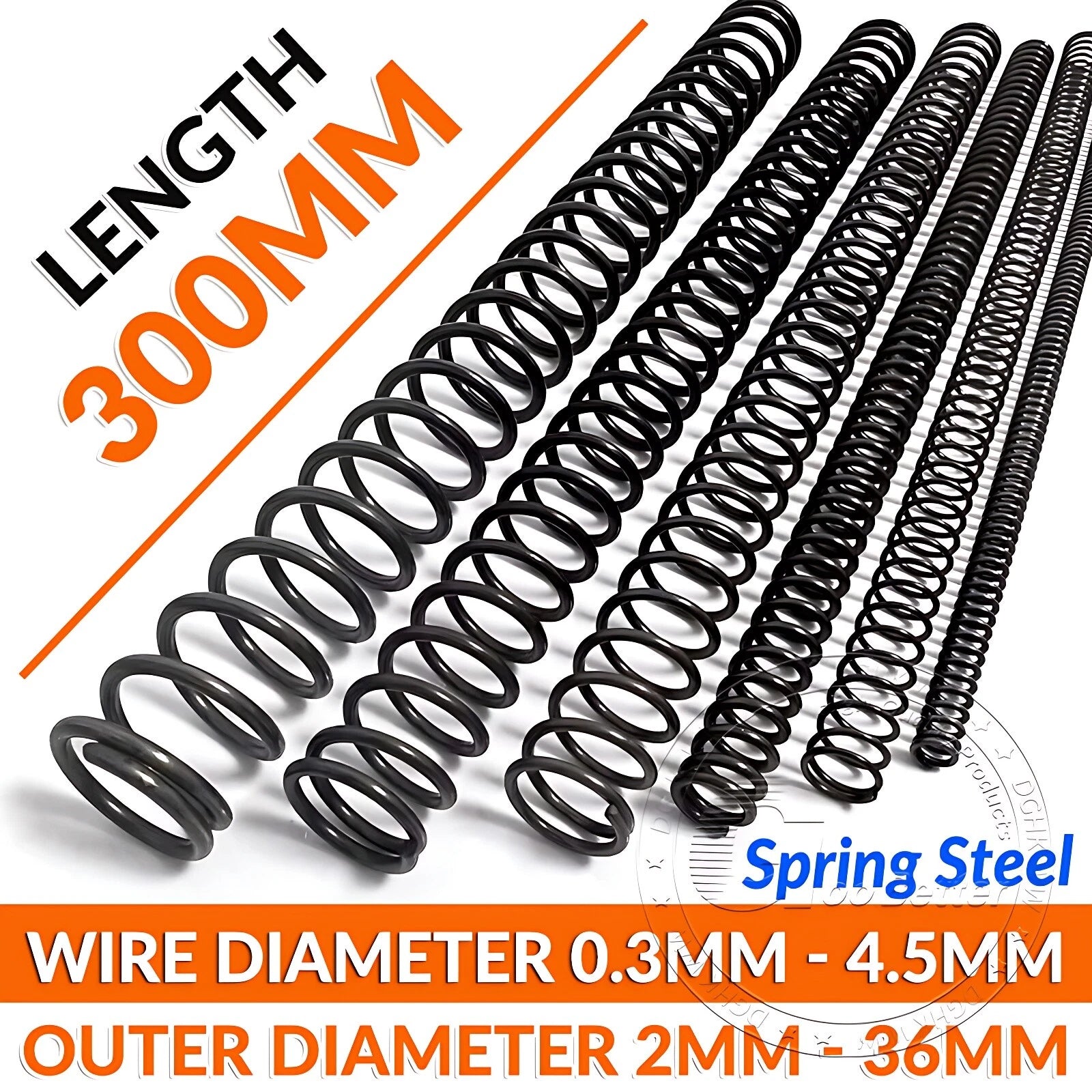 Compression Spring Various Size 2-36mm Diameter & 300mm Length Pressure Springs