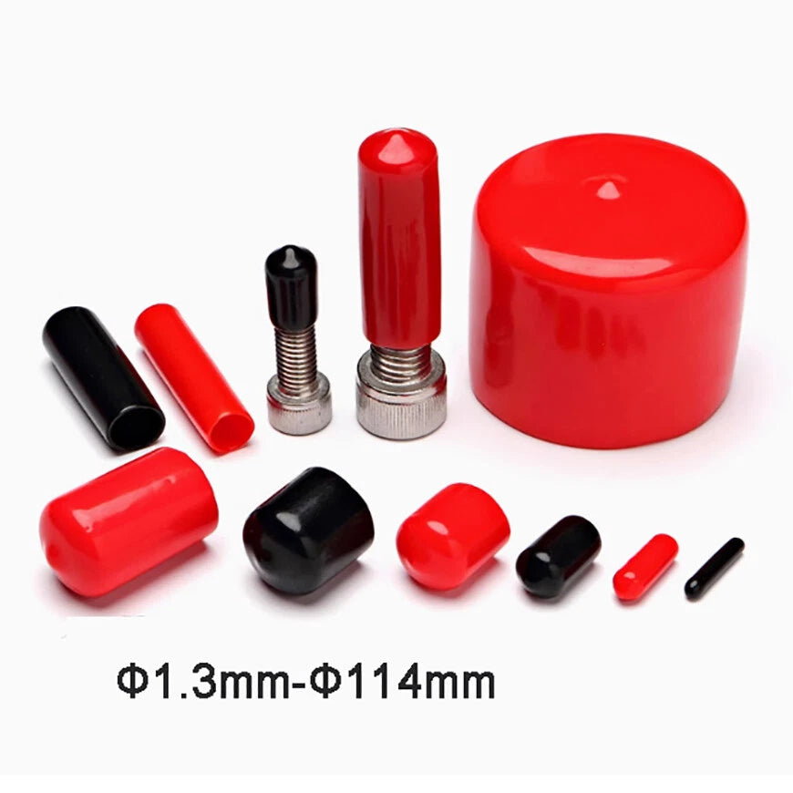 Rubber Thread Protector Caps – Φ1.3mm to Φ114mm, Black or Red (Huge Size Range)