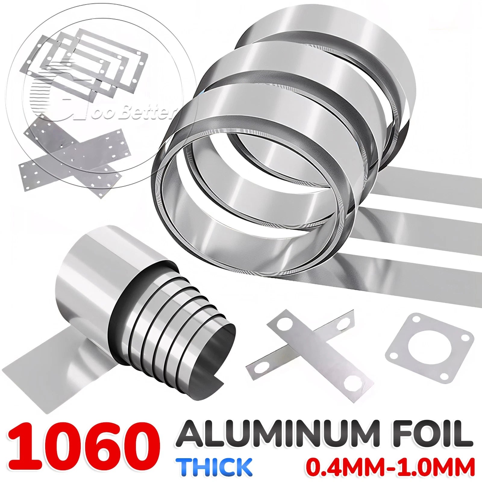 1060 Aluminum Foil Sheet Strip Metal Flat Plate Thick 0.4mm-1.0mm Multiple Sizes