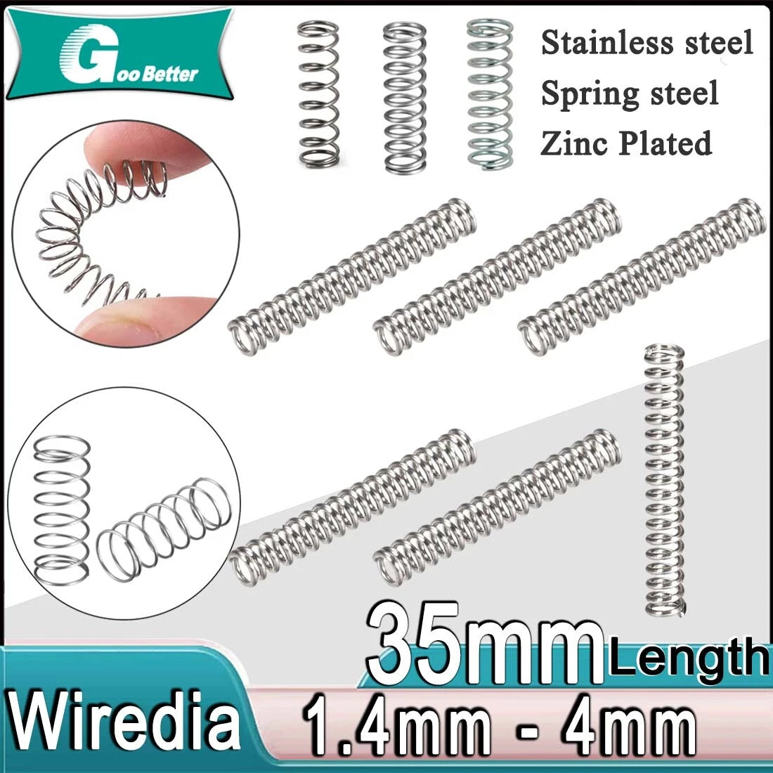 35mm Long Compression Spring 8mm - 60mm Diameter，Pressure- coiled springs