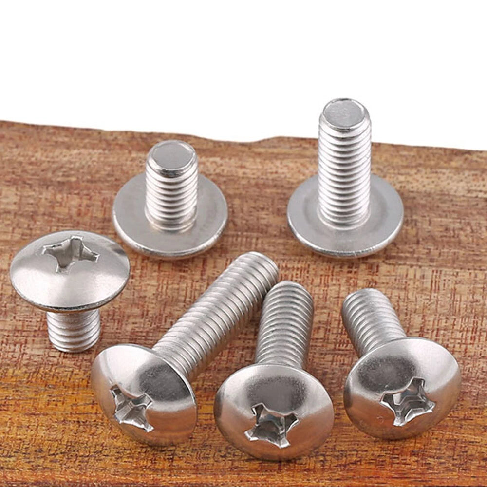 304 Stainless Steel Phillips Truss Head Machine Screws M4 M5 M6 — Wide Pan Head Bolts 6mm to 50mm