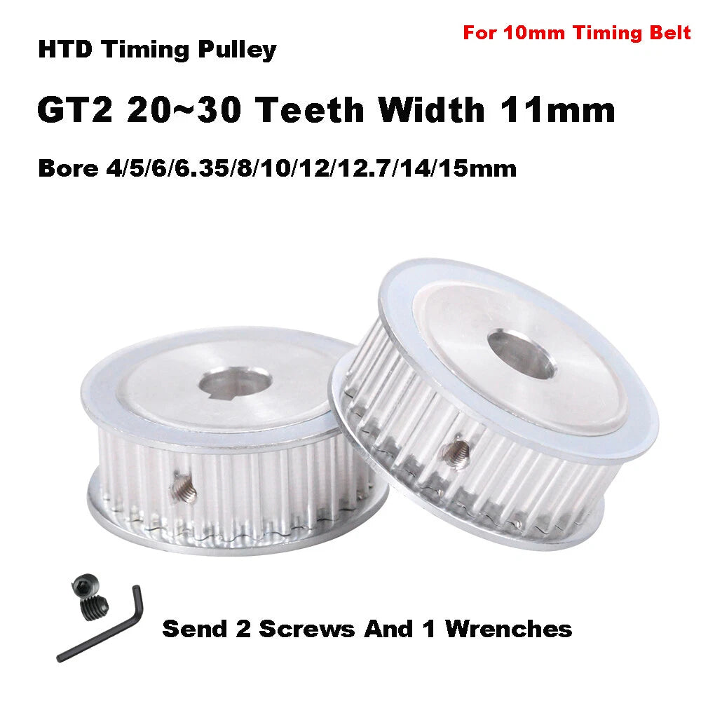 GT2 For 10mm Timing Belt,Idler Drive Pulley 20/22/24/25/26/28/30 Tooth 3-12 Bore