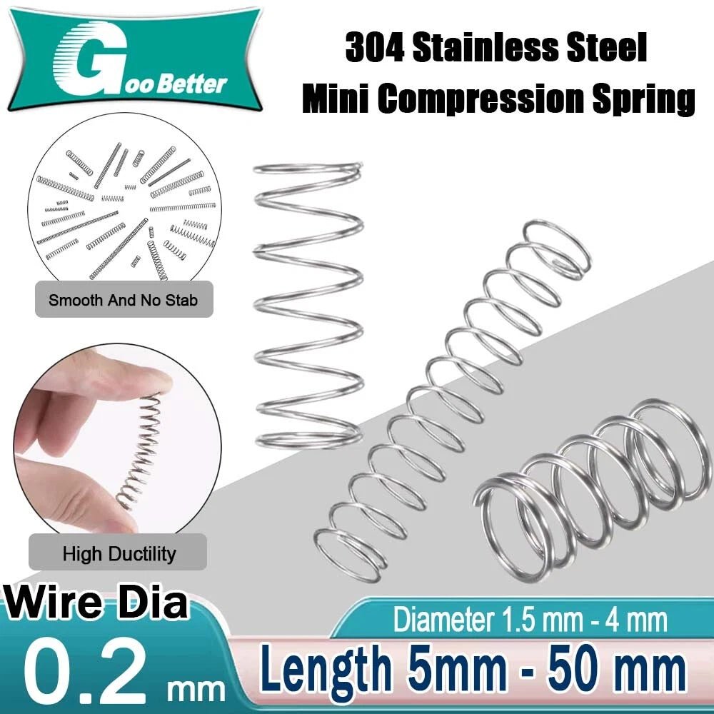 Micro Miniature Small Compression Spring 304 Stainless Steel Wire Diameter 0.2mm - HomeDIYer