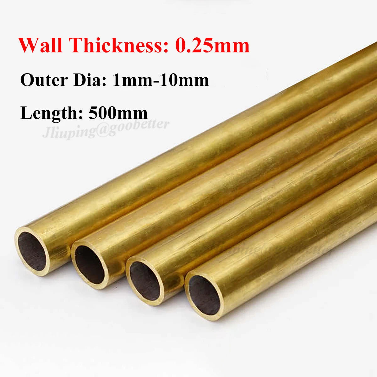 Brass Round Tube 1mm–10mm OD | 0.25mm Wall | 500mm Length