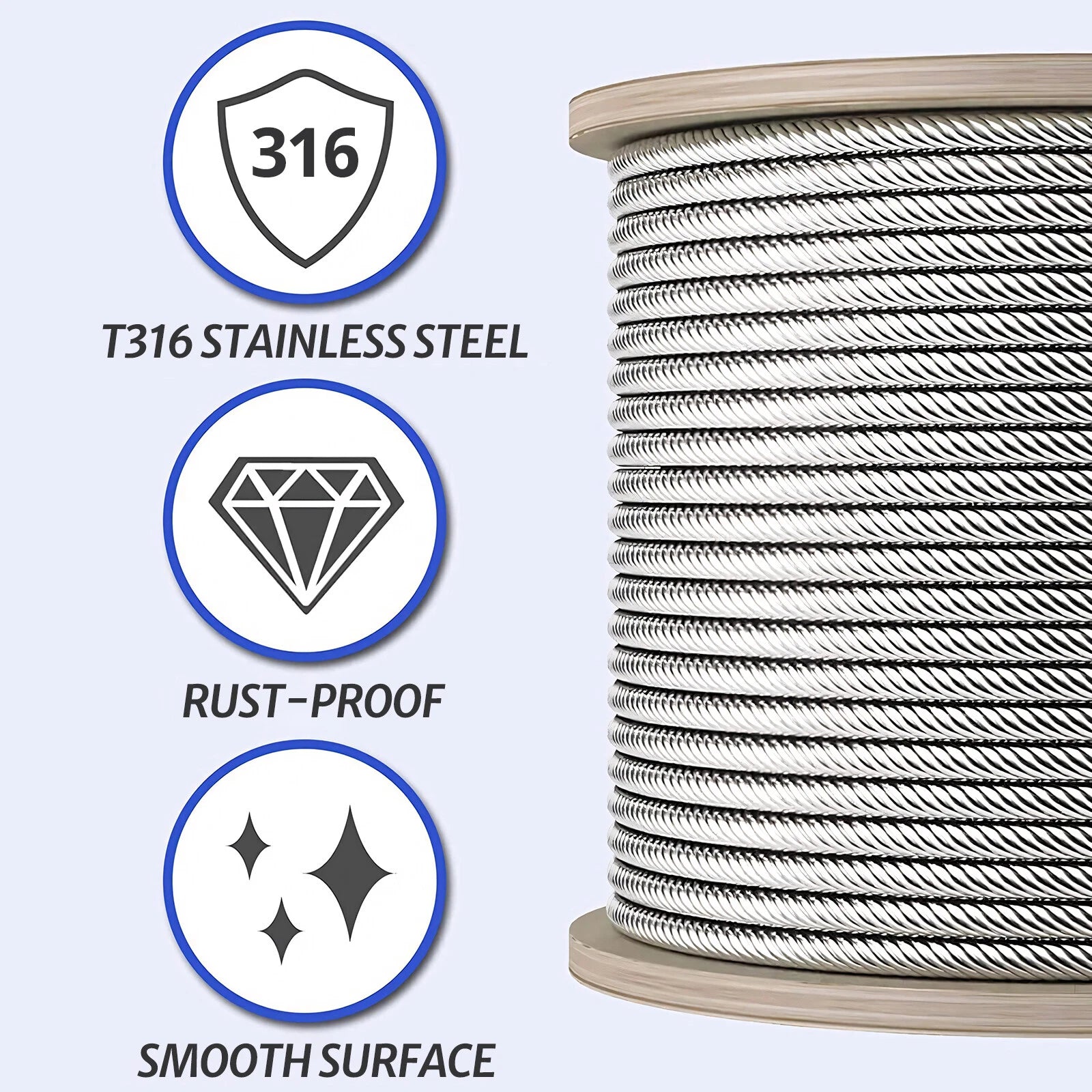 316 A4 Stainless Steel Wire Rope 0.8mm-12mm LIFTING METAL CABLE 7x7-7x19
