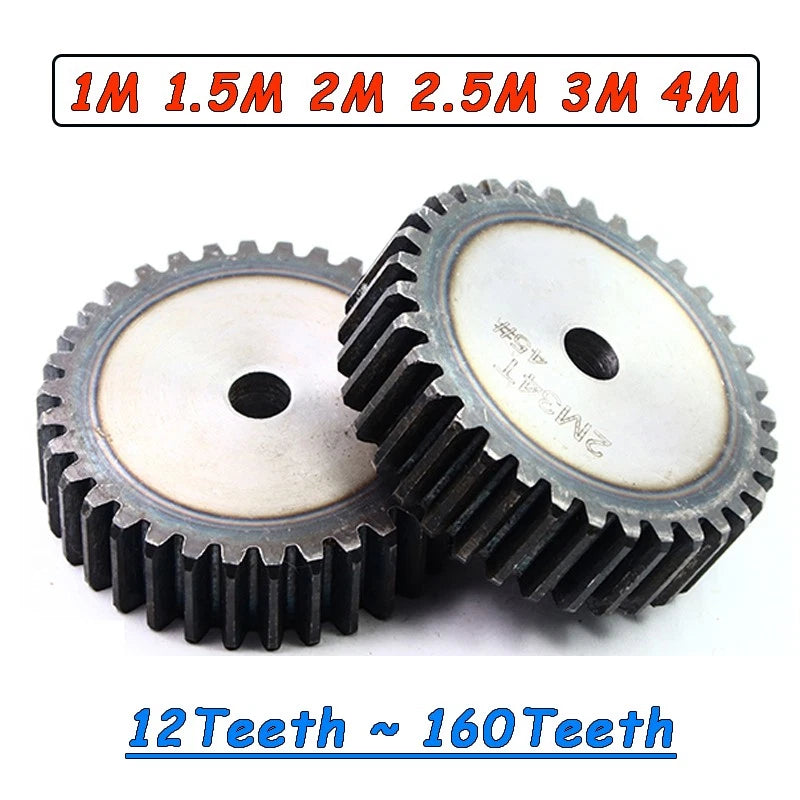 Spur Gear C45 Steel 12 Tooth - 160 Tooth Motor Pinion Flat 1M 1.5M 2M 2.5M 3M 4M